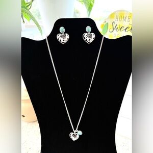 Wrangler Montana West Heart Pendant Necklace with Turquoise Accent Earrings NEW